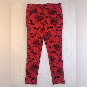 Slim-Sation Women’s Medium Pull-On‎ Leggings Tummy Control Velvet Floral Detail